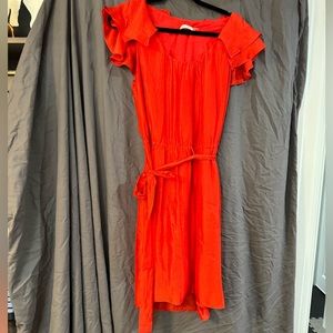 Calvin Klein satin mini dress with ruffle sleeves size 12